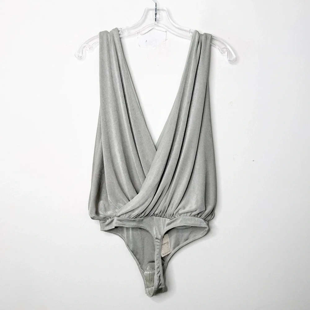 NWT FREE PEOPLE | Night Owl  Blouson Wrap Bodysuit in Oxide Green Sage Medium